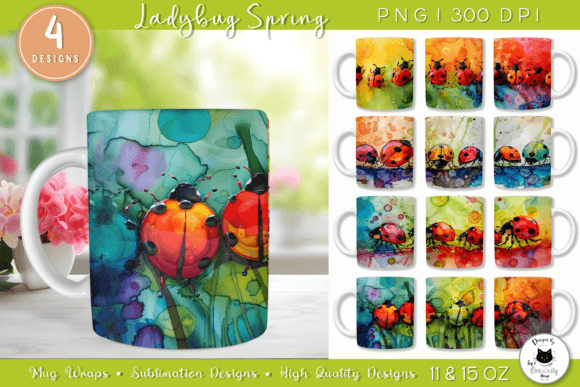 Download Cute Spring Mug Wraps | Ladybug Mug PNG - Mug Collection