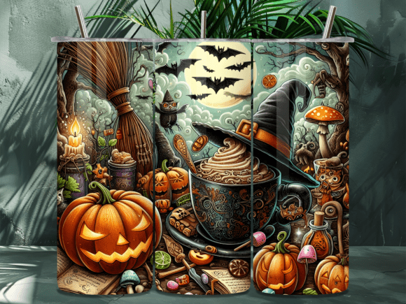 Download Spooky Bat Pumpkin Coffee Tumbler Wrap - Coffee tumbler Collection