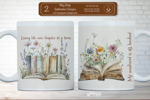 Download Floral Book Lover Quote Mug Wrap Png - Mug Collection