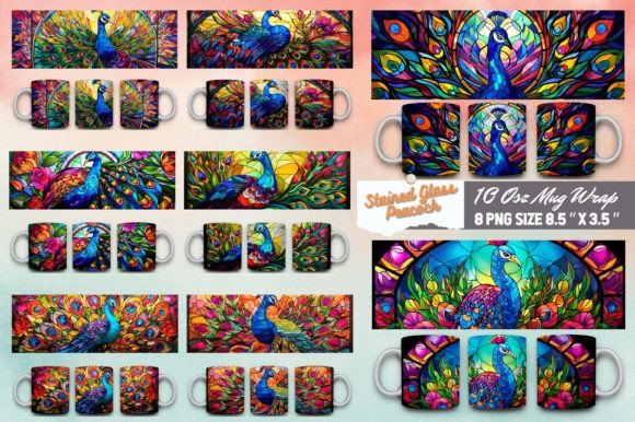 Download Stained Glass Peacock 3d Mug Sublimation - Mug Collection