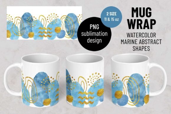 Download Modern Marine Abstract Shapes. Mug Wrap. - Mug Collection