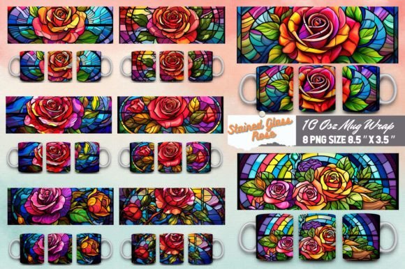 Download Stained Glass Rose 3d Mug Sublimation - Mug Collection