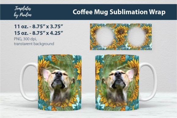 Download Sunflower Round Photo Mug Wrap Template - Mug Collection