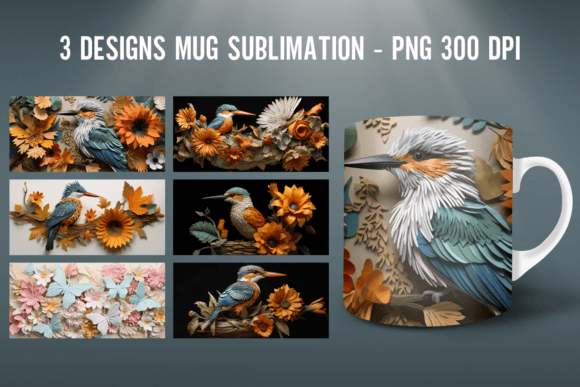 Download 3D Bird Mug Wrap Sublimation Designs - Mug Collection