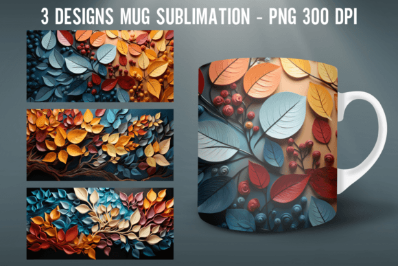 Download 3D Leaf Mug Wrap Sublimation Designs - Mug Collection