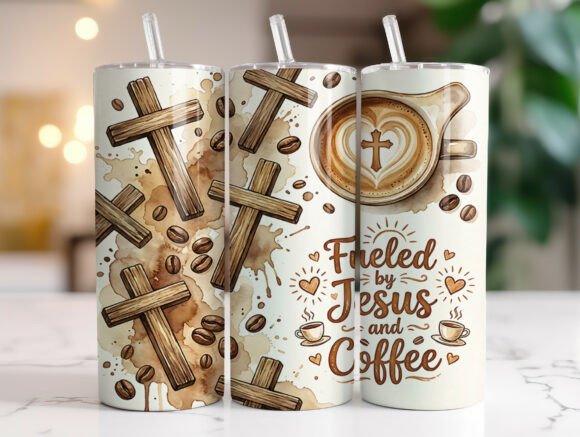Download Fueled by Jesus and Coffee Tumbler Wrap - Coffee tumbler Collection