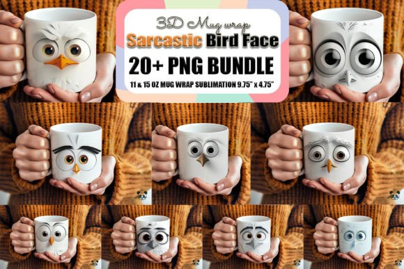 Download Sarcastic Bird Face 3D Mug Wrap Bundle - Mug Collection