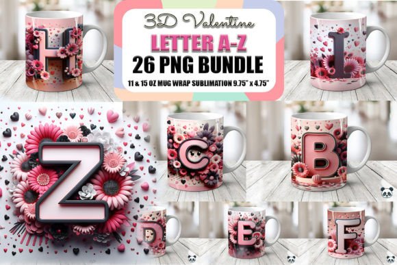 Download Valentine Alphabet 3D Mug Wrap Bundle - Mug Collection