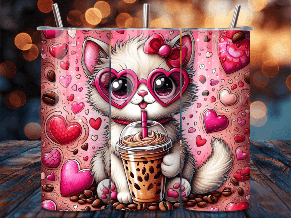 Download Kawaii Pink Cat Iced Coffee Tumbler Wrap - Coffee tumbler Collection