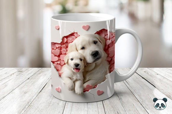 Download Mom &amp; Baby Puppies 3D Mug Wrap - Mug Collection