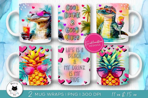 Download Funny Summer Mug Wraps | Beach Mug Set - Mug Collection