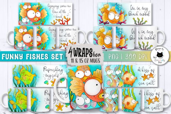 Download Funny Summer Mug Wraps | Funny Fish PNG - Mug Collection