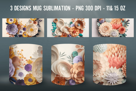 Download Flowers 3D Mug Sublimation PNG Mug Wrap - Mug Collection