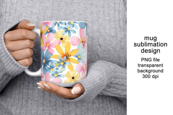 Download Mug Design, Wrap with Flowers, PNG. - Mug Collection