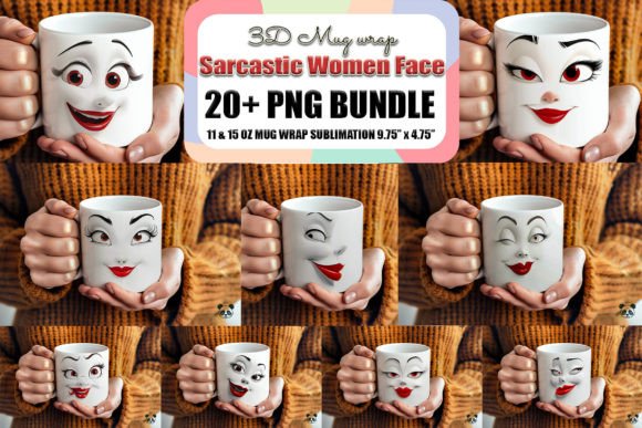 Download Sarcastic Women Face 3D Mug Wrap Bundle - Mug Collection