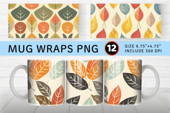 Download Retro Triple Leaf Mug Wrap Sublimation D - Mug Collection
