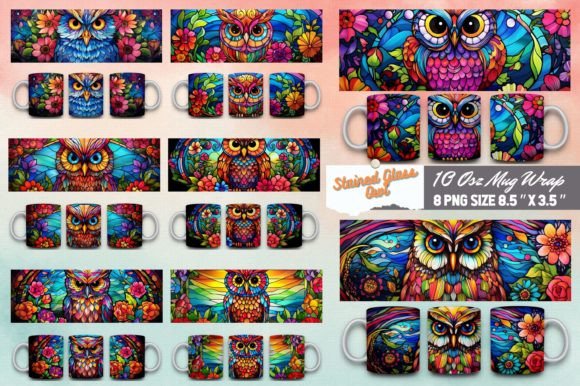 Download Stained Glass Owl 3d Mug Sublimation - Mug Collection