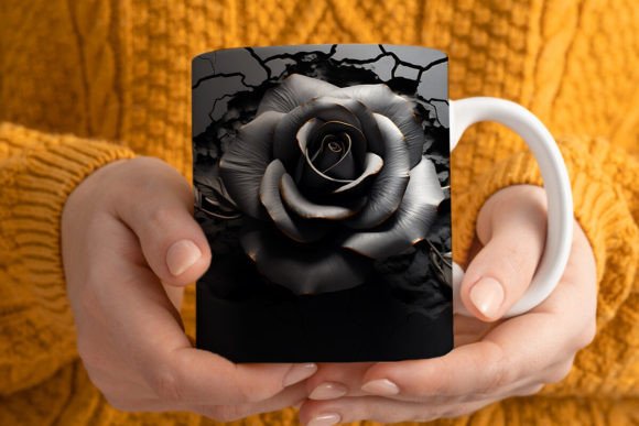 Download 3D Black Rose Mug Wrap Sublimation - Mug Collection