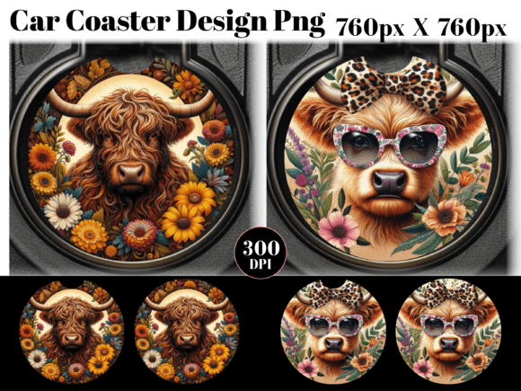 Download Highland Cow Car Coaster PNG Sublimation - Car coaster png Collection
