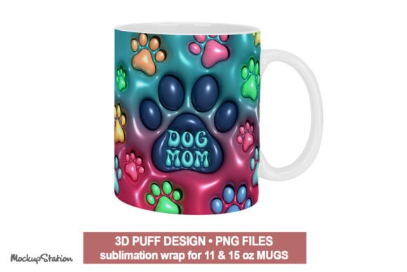 Download 3D Inflated Dog Mom Mug Wrap PNG - Mug Collection