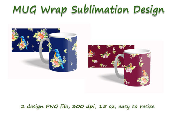 Download Flower Bird Drawing Mug Wrap Sublimation - Mug Collection