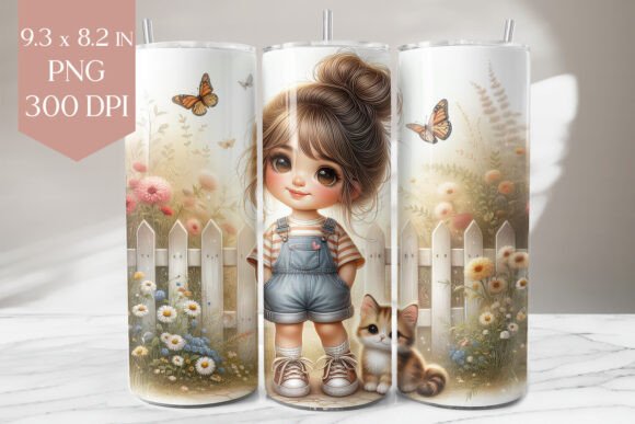 Download Backyard Garden Girl &amp; Kitten Tumbler - Premium Resources