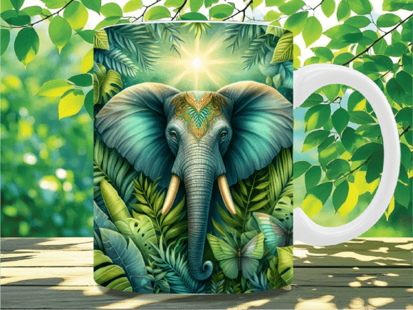 Download Tropical Jungle Elephant Leaf Mug Wrap - Mug Collection
