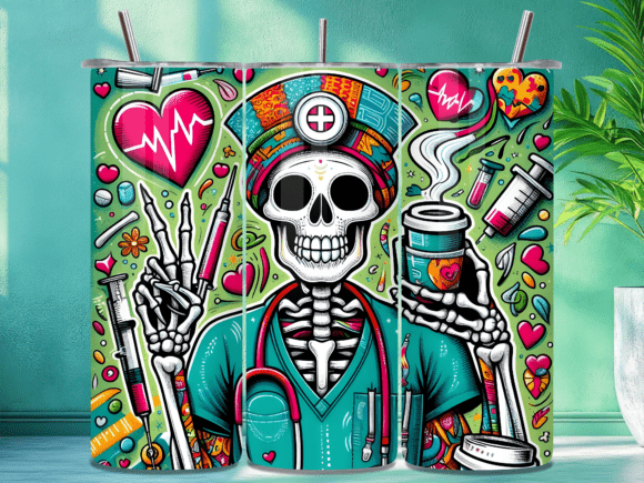Download Skeleton Nurse Coffee Tumbler Wrap - Coffee tumbler Collection