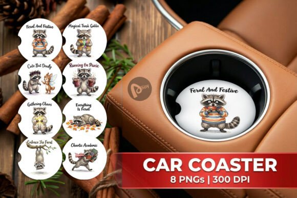 Download Feral Raccoon Whimsigoth Car Coaster PNG - Car coaster png Collection