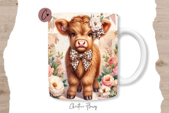 Download Vintage Highland Cow Mug Wrap - Mug Collection