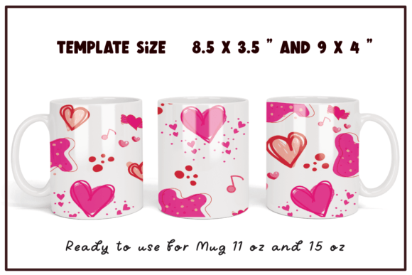 Download Hearts Pattern Sublimation Mug Wrap - Mug Collection