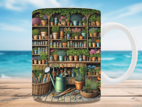 Download Vintage Herb Garden Shelf Mug Wrap - Mug Collection