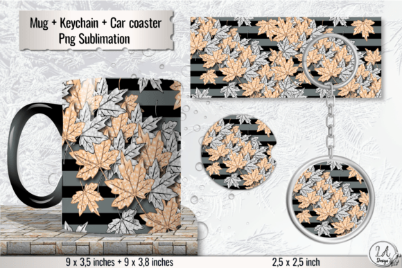Download Diagonal Fall Leaves Mug Wrap Design - Mug Collection