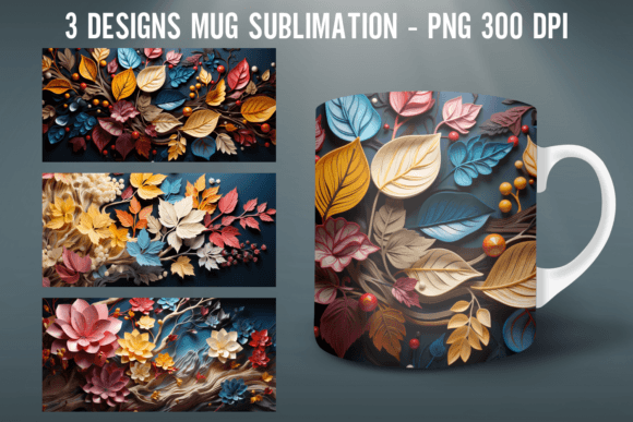 Download Leaf Mug Wrap Sublimation Designs - Mug Collection
