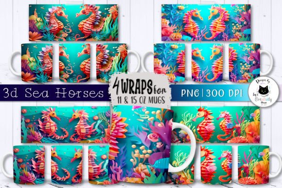 Download 3D Summer Mug Designs | Sea Horse Wraps - Mug Collection