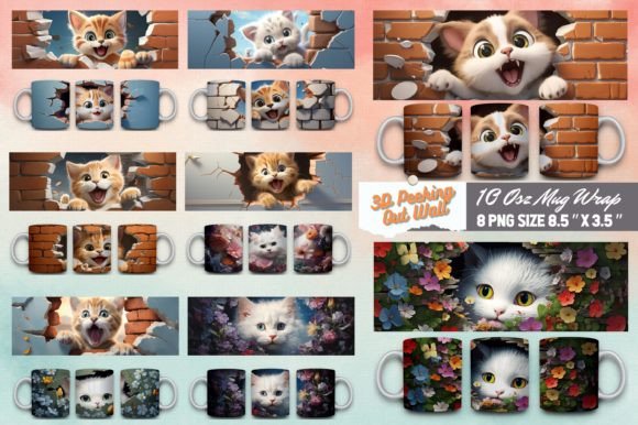 Download Peeking out Wall 3D Mug Sublimation - Mug Collection