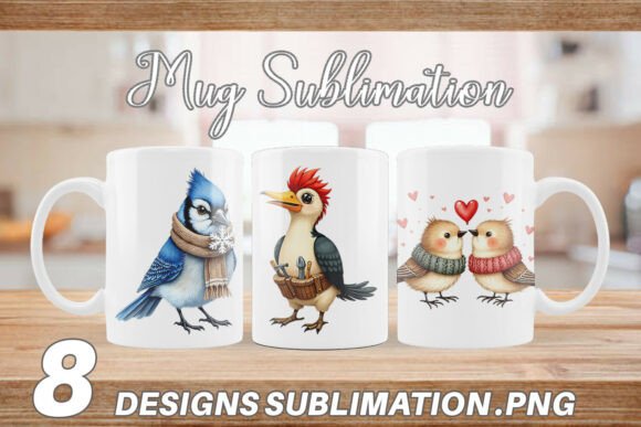 Download Whimsical Bird Watercolor Mug Wrap - Mug Collection