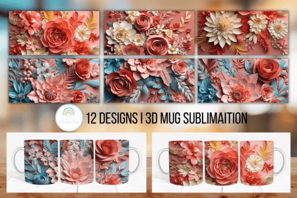 Download Flowers 3D Mug Sublimation Wrap - Mug Collection