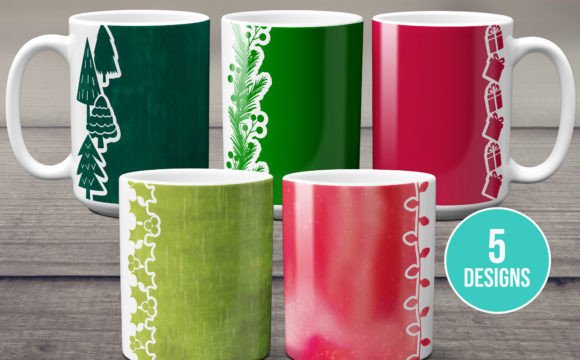 Download Christmas Borders Mug Wrap Template SVG - Mug Collection