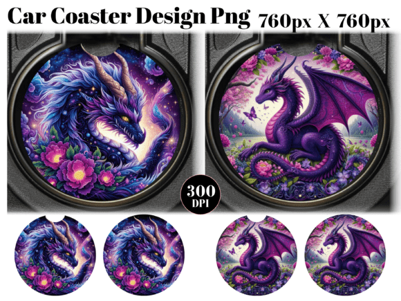 Download Purple Dragon Floral Car Coaster PNG - Car coaster png Collection