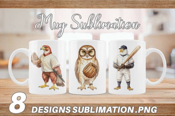 Download Watercolor Bird Baseball Mug Wrap - Mug Collection