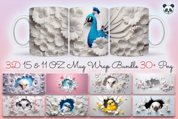 Download 3D Bird Mug Wrap Sublimation Bundle - Mug Collection