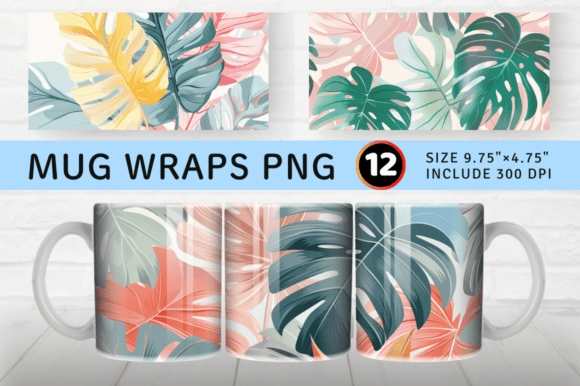 Download Pastel Jungle Tropical Leaf Mug Wrap Sub - Mug Collection