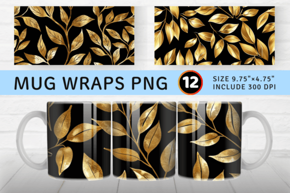 Download Gilded Gold Leaf Mug Wrap Sublimation De - Mug Collection